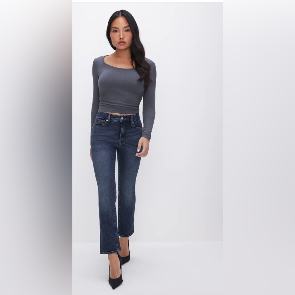Good American Good PETITE Straight Jeans Blue004 GPST873T size 15 plus